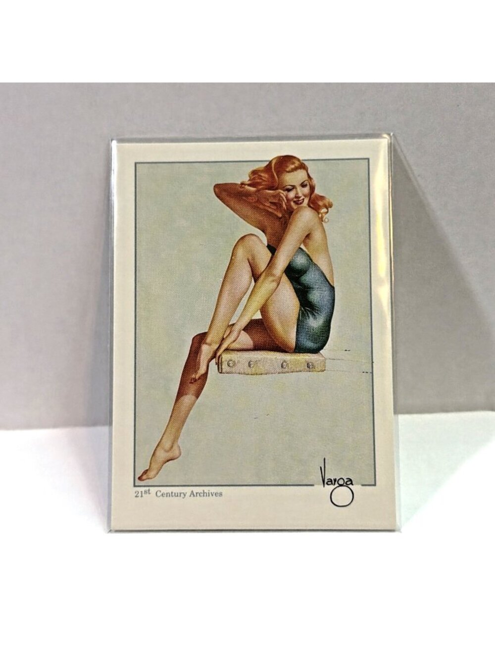 1992 Vargas Girl Pinup Art Trading Card Be Swimsuit Lady Calendar 11 Aug. 1942